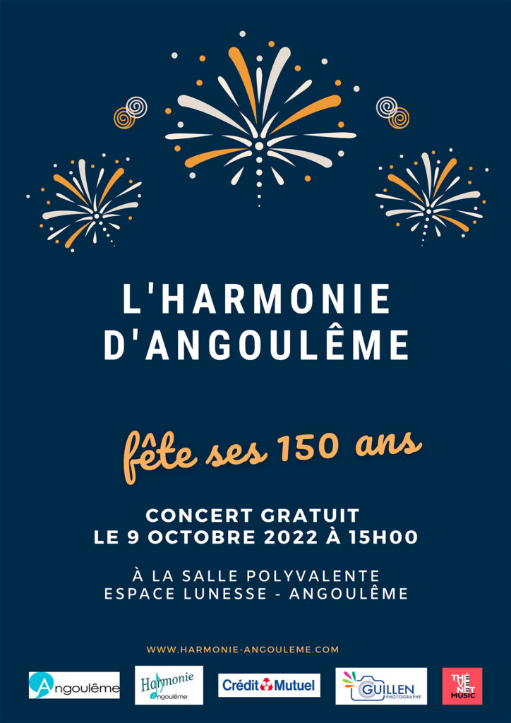 Affiche concert des 150 ans de l'Harmonie d'Angoulême