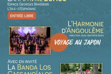 Affiche du concert de Printemps 2025. Concert partagé entre l'Harmonie d'Angoulême et la Banda Los Cassanoïalos.